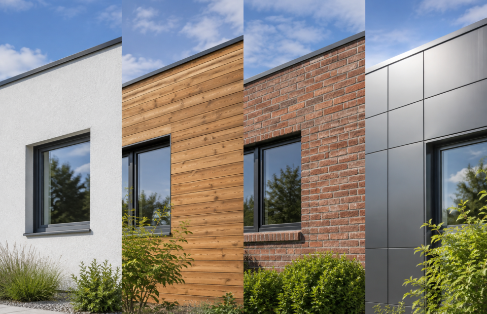 Titelbild zu „Fassadenmaterialien im Vergleich: Putz, Holz, Klinker und Aluminium“